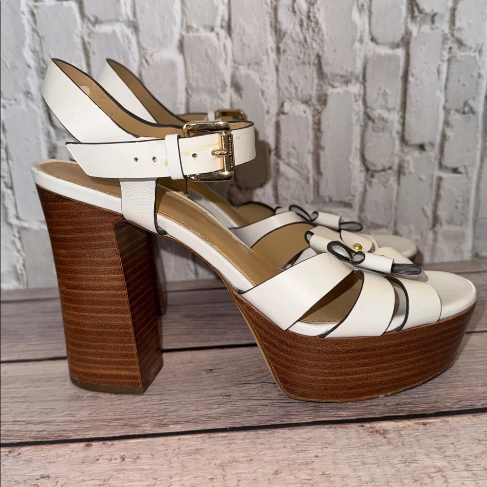 Michael Kors Tara Floral Embellished Leather Platform Sandals